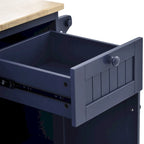 Carrello da cucina in legno di gomma con anta a ribalta, porta microonde, ripiani esterni e 2 cassetti