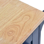 Carrello da cucina in legno di gomma con anta a ribalta, porta microonde, ripiani esterni e 2 cassetti