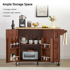 Isola da Cucina con Piano a Ribalta, Carrello da Cucina con Rotelle, Tavolo Isola da Cucina con Ante a "Barn Door" e Mobile Contenitore