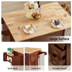 Isola da Cucina con Piano a Ribalta, Carrello da Cucina con Rotelle, Tavolo Isola da Cucina con Ante a "Barn Door" e Mobile Contenitore