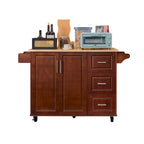Isola da Cucina con Piano a Ribalta, Carrello da Cucina con Rotelle, Tavolo Isola da Cucina con Ante a "Barn Door" e Mobile Contenitore