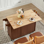 Isola da Cucina con Piano a Ribalta, Carrello da Cucina con Rotelle, Tavolo Isola da Cucina con Ante a "Barn Door" e Mobile Contenitore